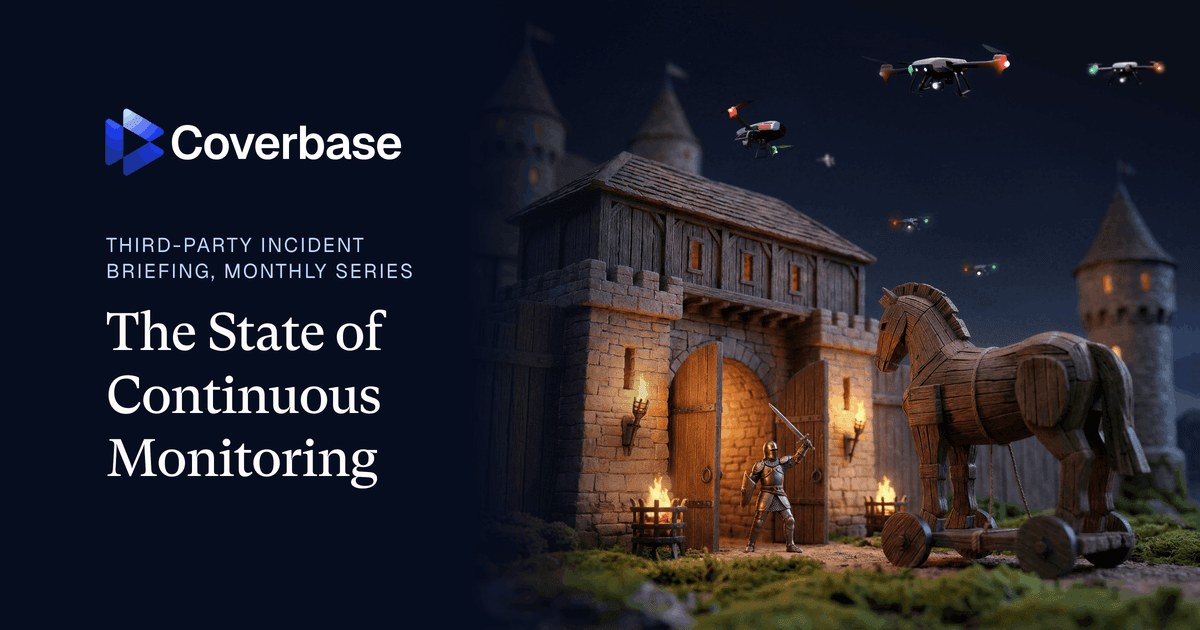 Coverbase webinar on continuous monitoring, featuring a medieval castle with drones overhead