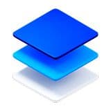 Layered blue squares representing data layers